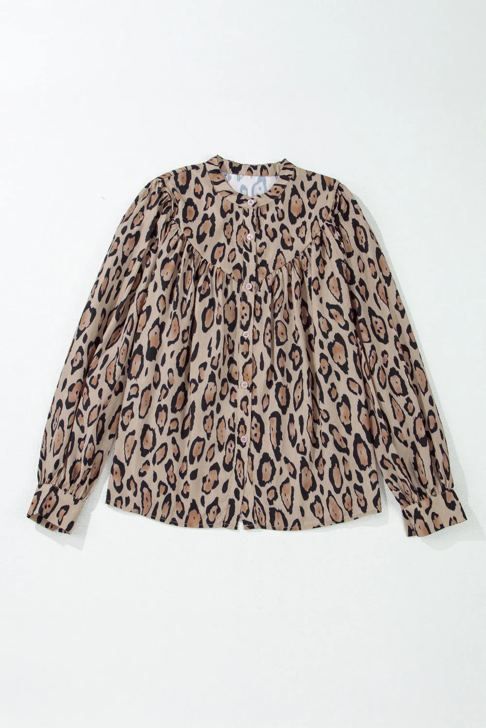 Leopard Balloon Sleeve Buttoned Shirt