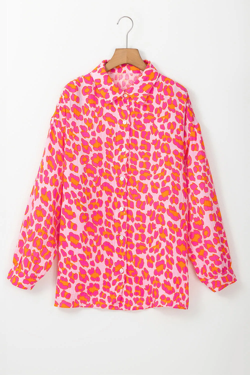 Leopard Button-Up Collared Shirt