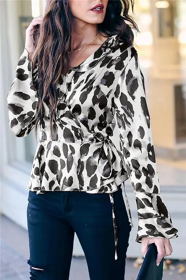 Leopard Flare Sleeve Top