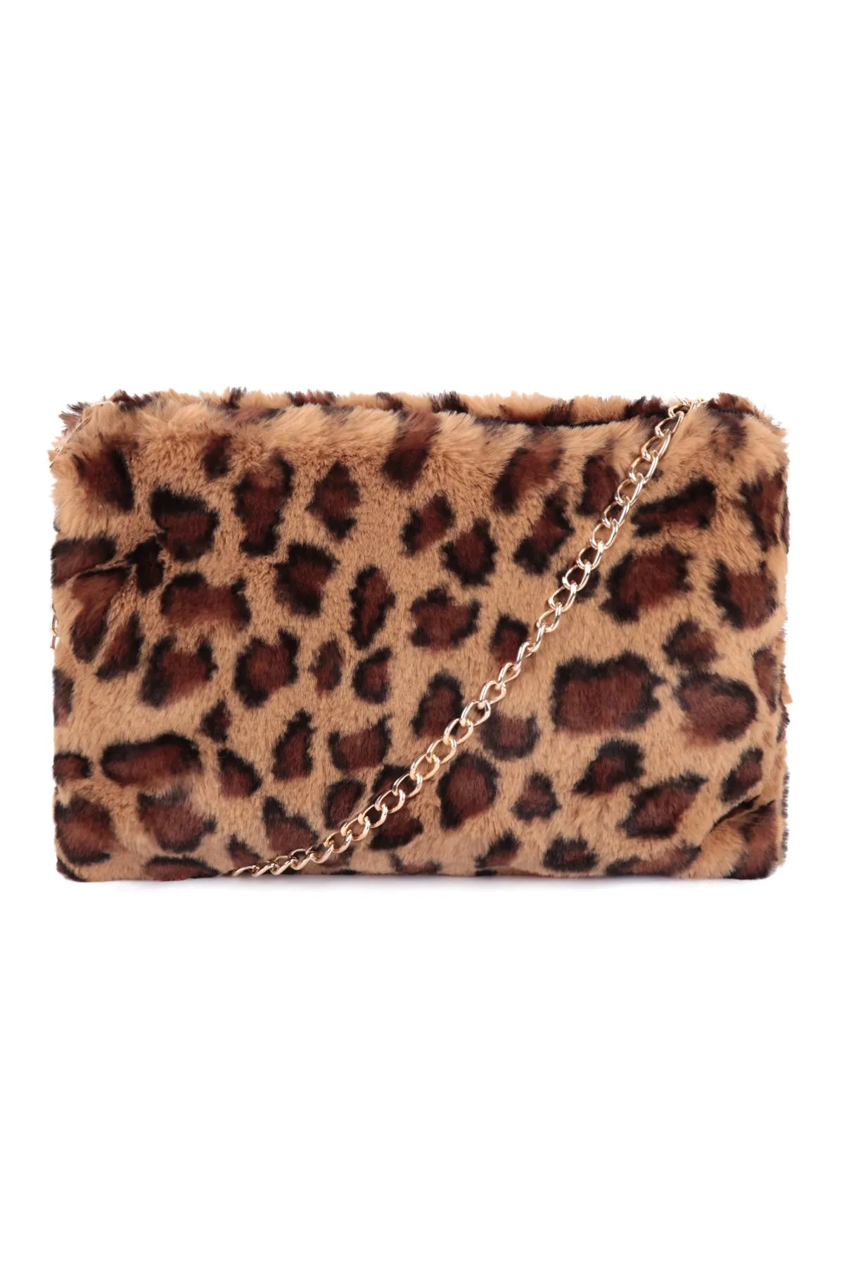 LEOPARD FUR CLUTCH WITH FUR WRISTLET