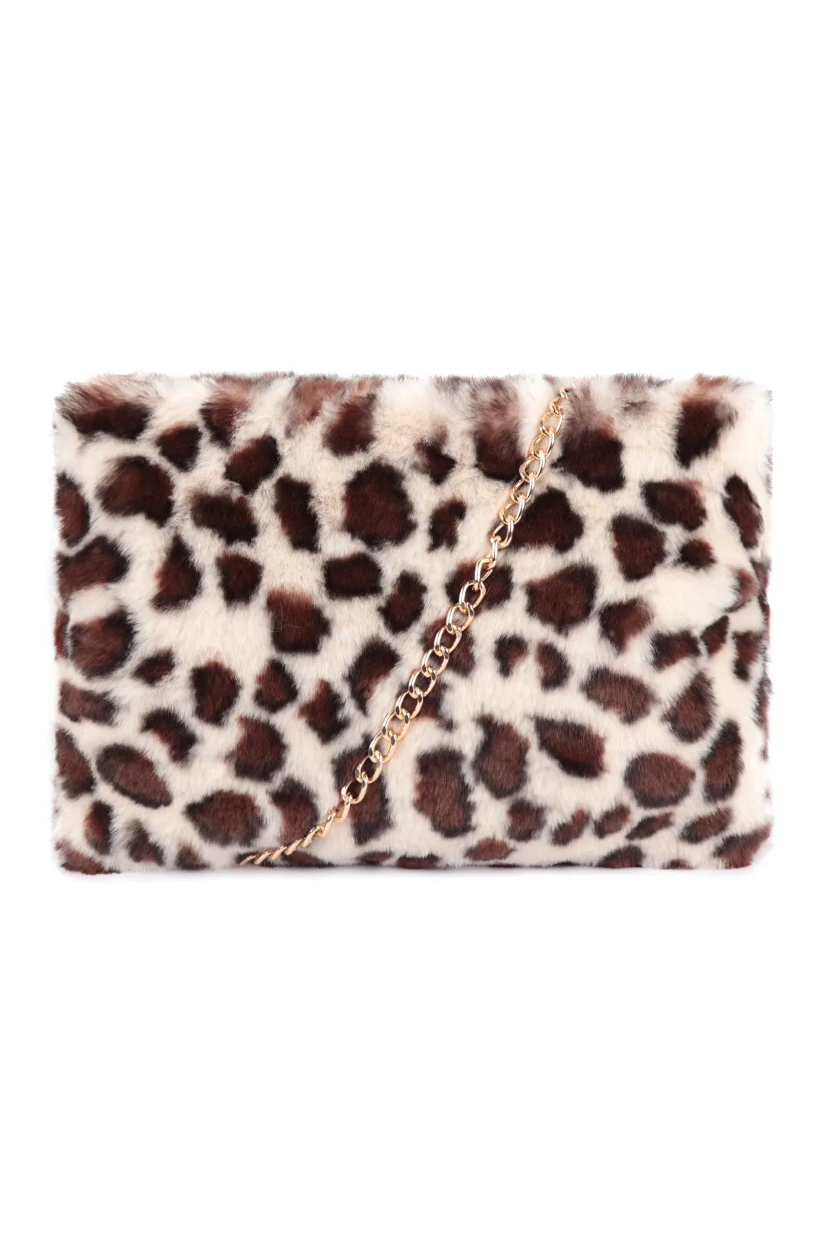 LEOPARD FUR CLUTCH WITH FUR WRISTLET