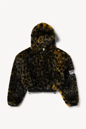 Leopard Fur Cropped Hoodie