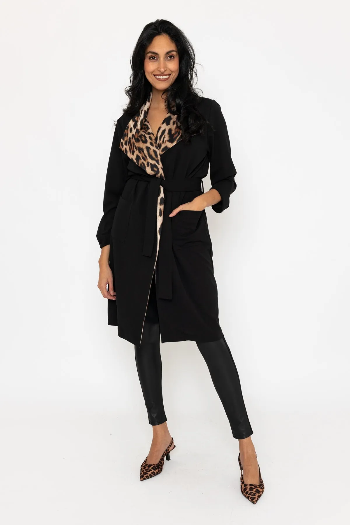 Leopard Print Collar Cover Up Coat