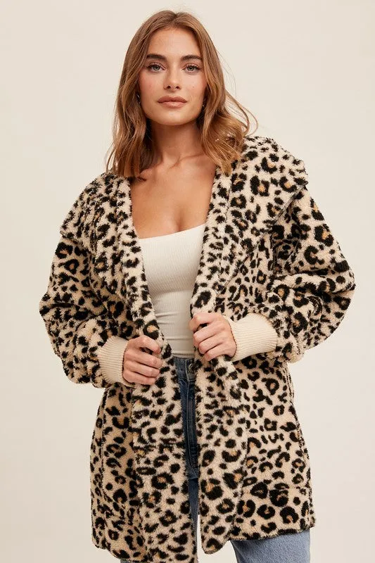 Leopard Print Fur Open Jacket