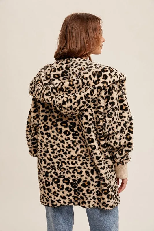 Leopard Print Fur Open Jacket