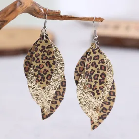 Leopard Print Layered Dangle Earrings