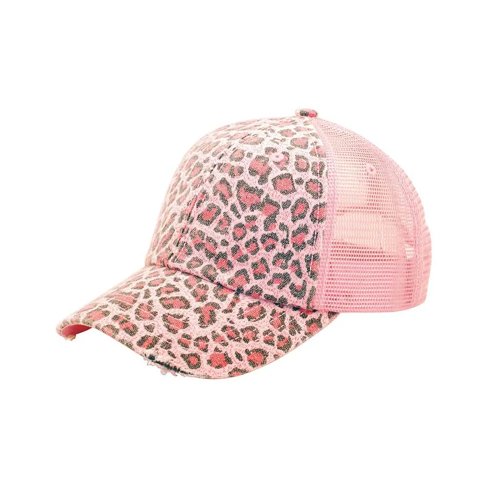 Leopard Print Mesh Cap