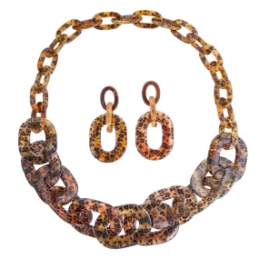 Leopard Print Resin Necklace and Earrings Set from AliExpress's Popular Savanna Rhythms Collection