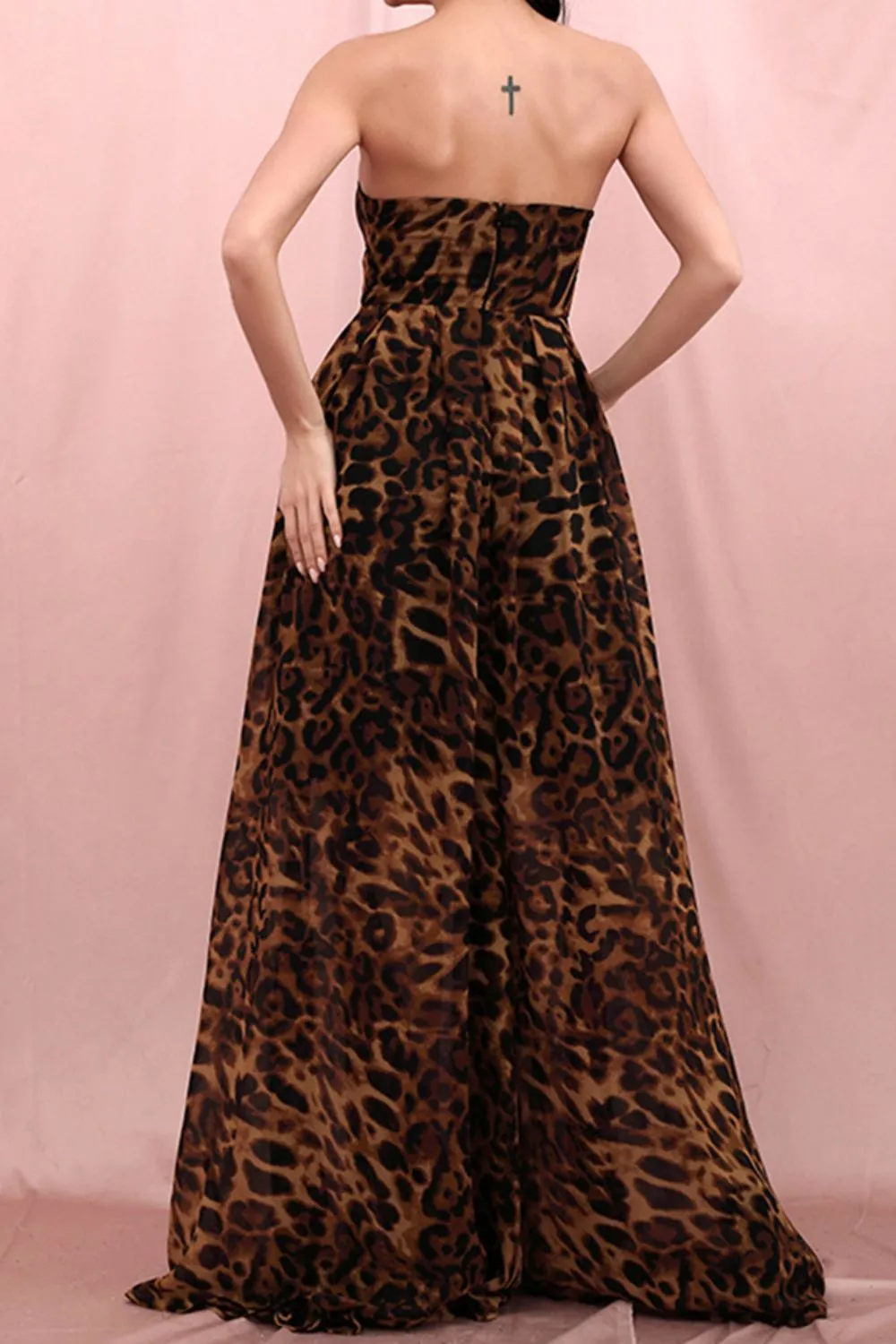 Leopard Print Strapless Dress