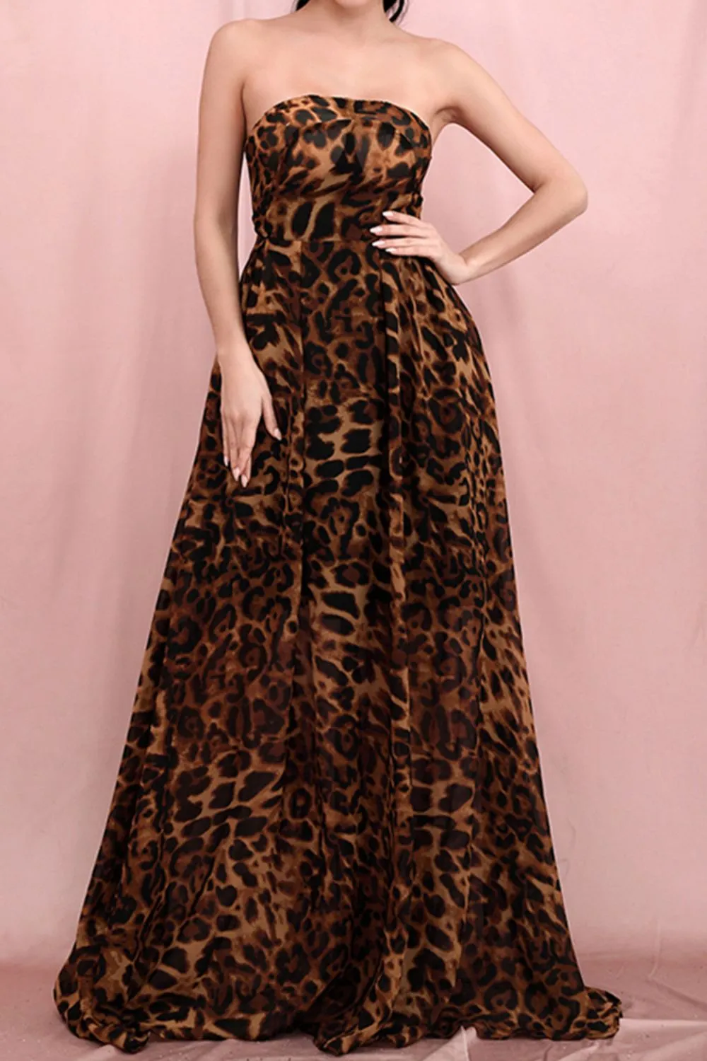 Leopard Print Strapless Dress