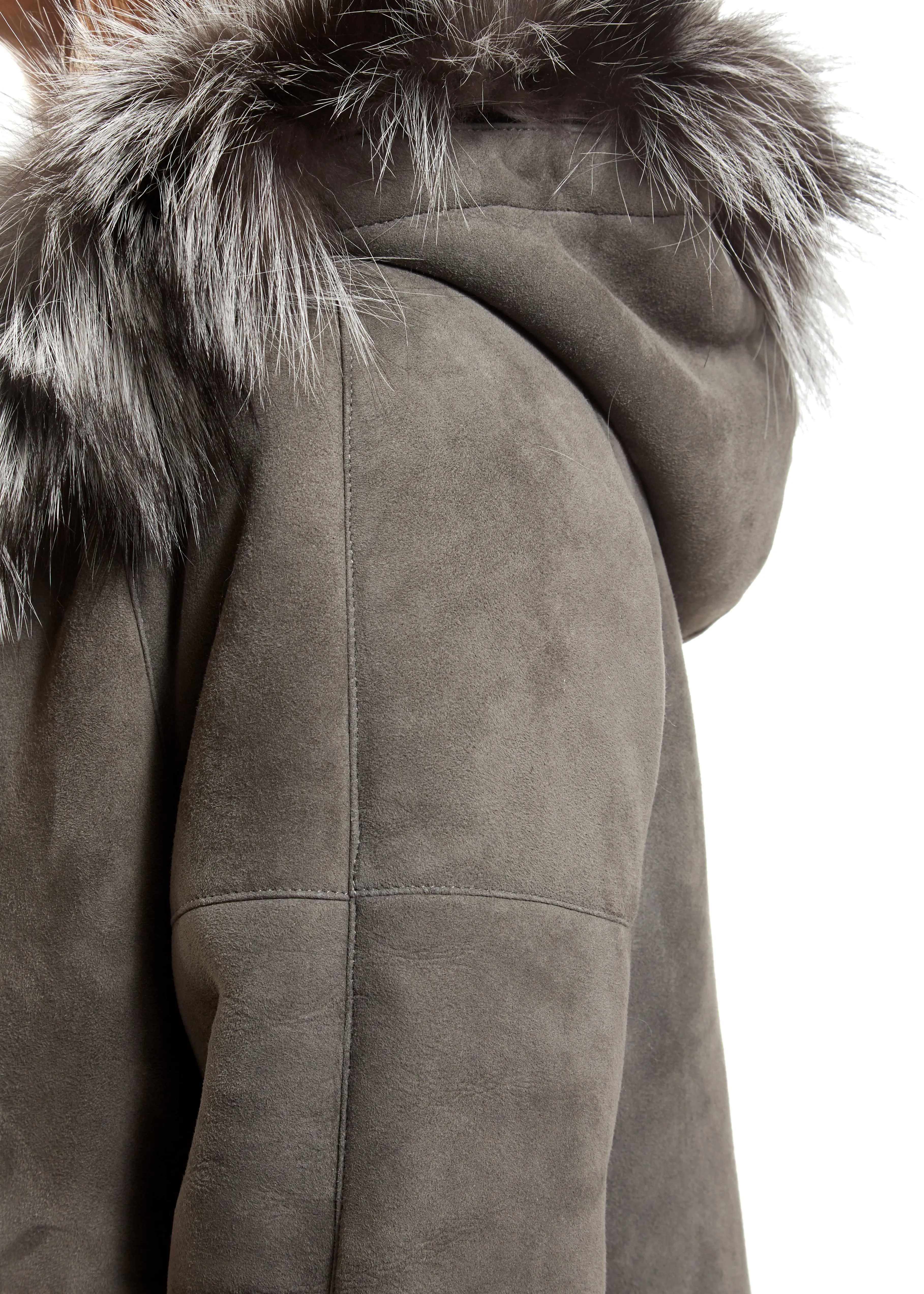 Light Grey Sheepskin Duffle Coat