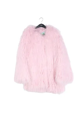 Light pink reversible faux fur coat