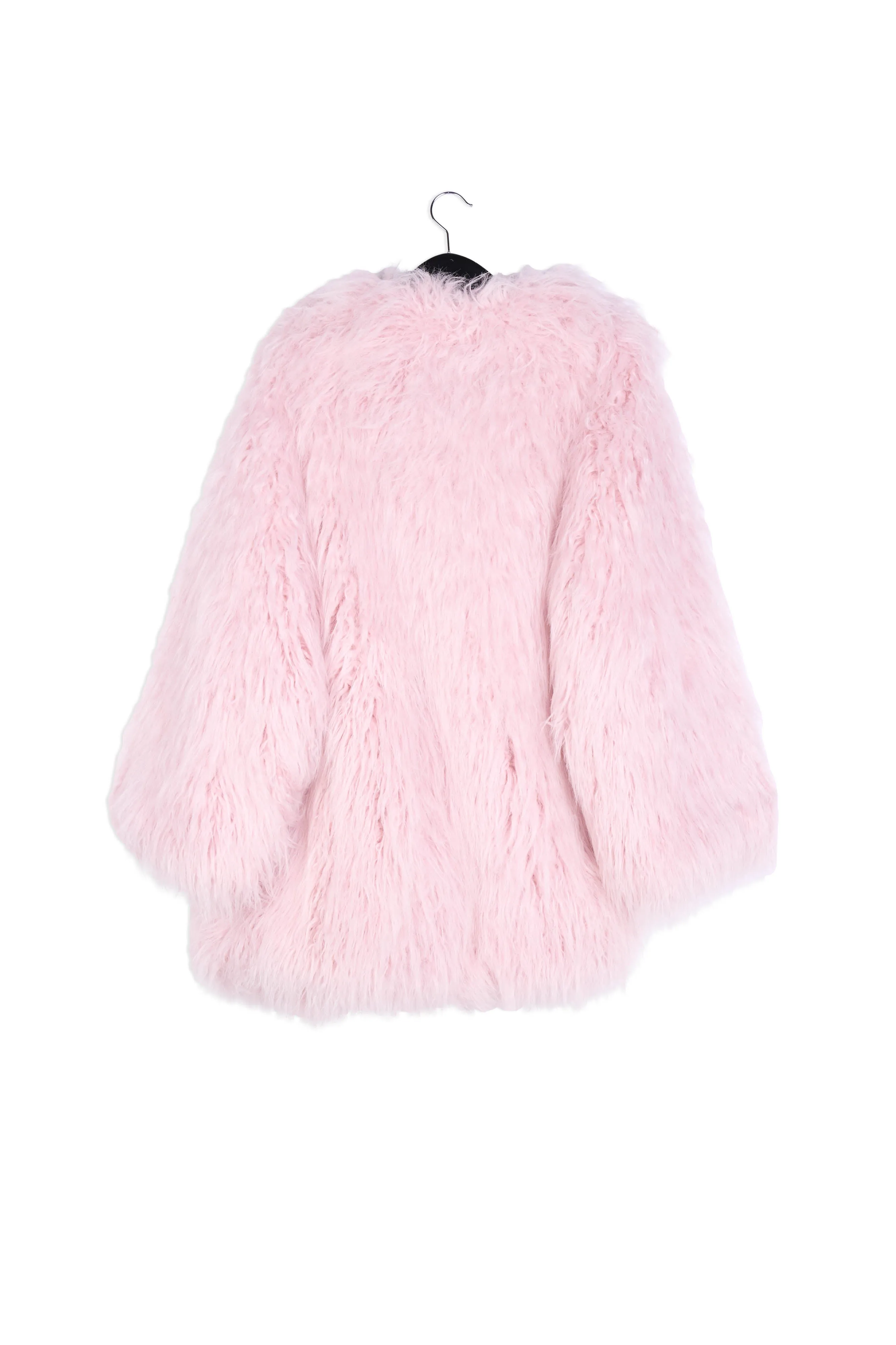 Light pink reversible faux fur coat