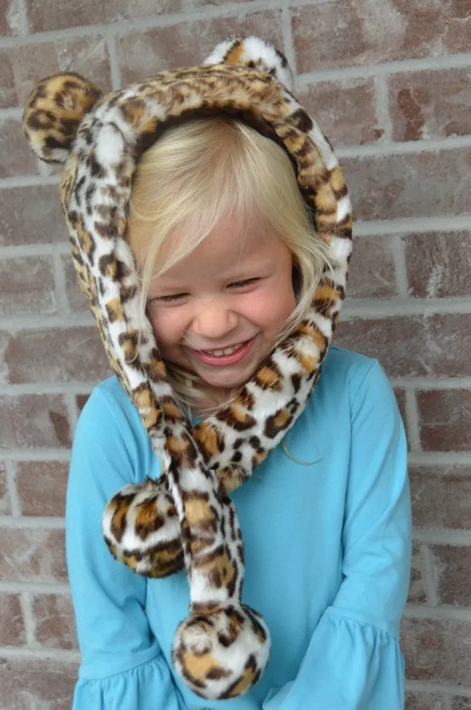 Little Girls Brown Leopard Faux Hat 1T-5