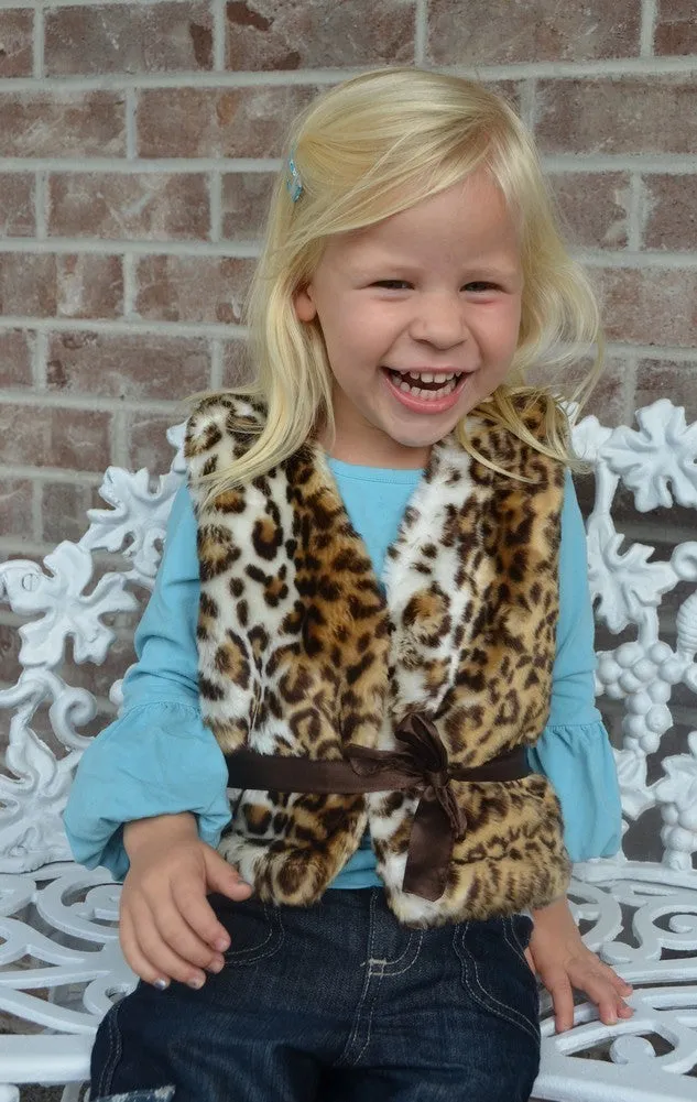 Little Girls Brown Leopard Faux Vest 1T-6