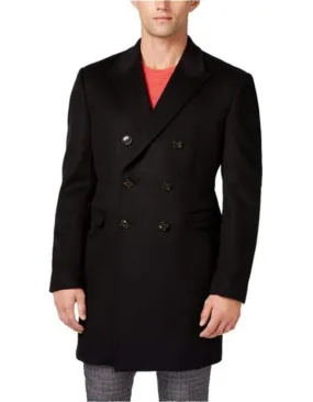 Long men's Dress Topcoat - Winter coat Double-Breasted Wool Blend All Solid Outfit Black Overcoat