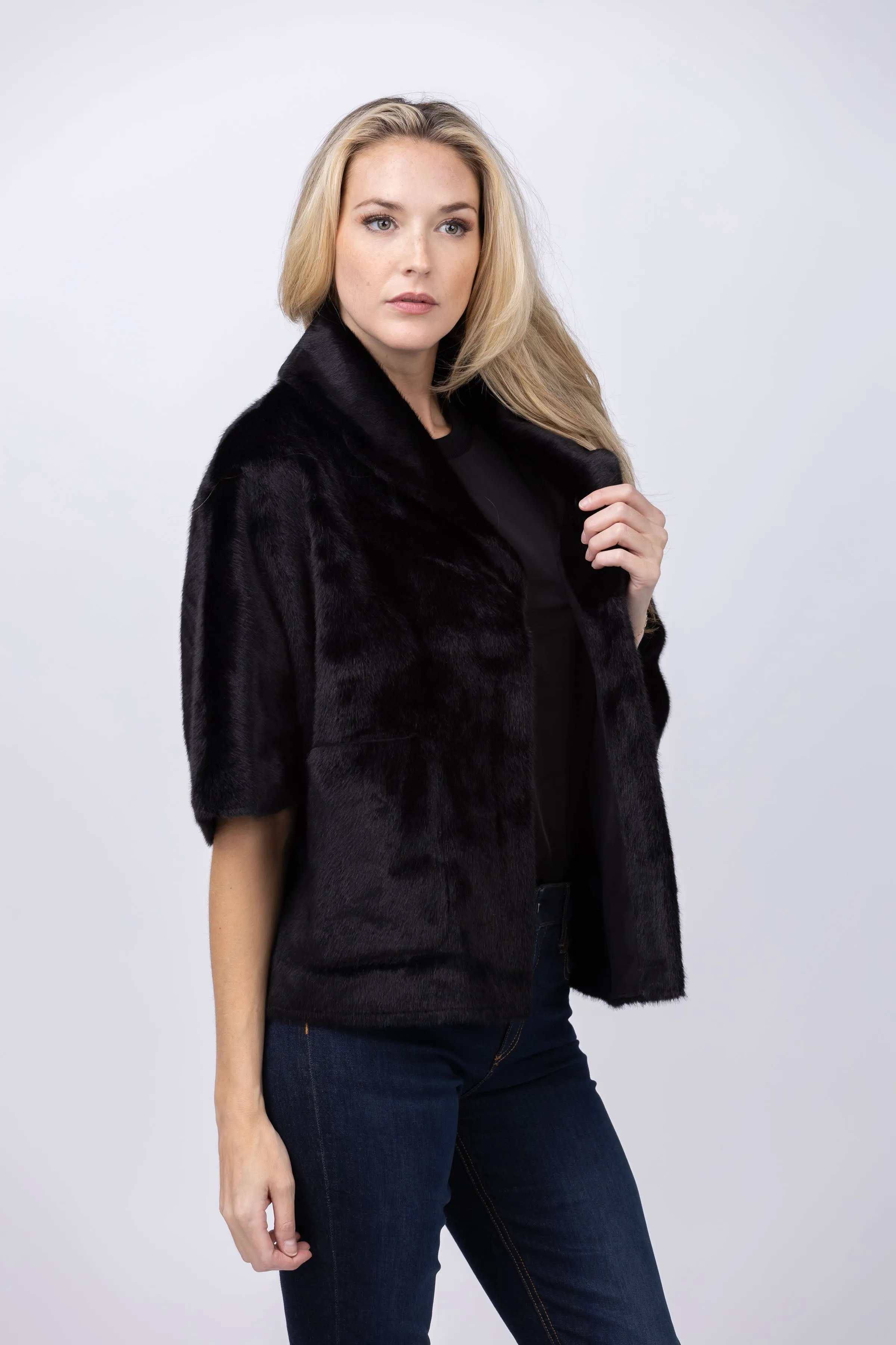 Love Token Peggy Faux Fur Top in Black