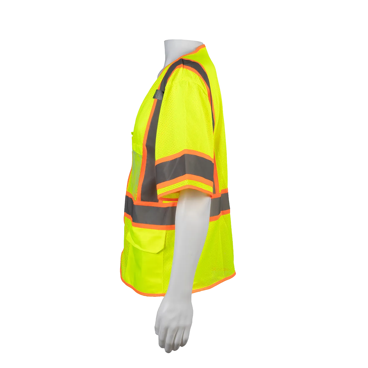 LVM3-CB1 LIME MESH ORANGE CONTRAST ANSI Class 3 Two Tone DOT Surveyors Safety Vest, Deluxe