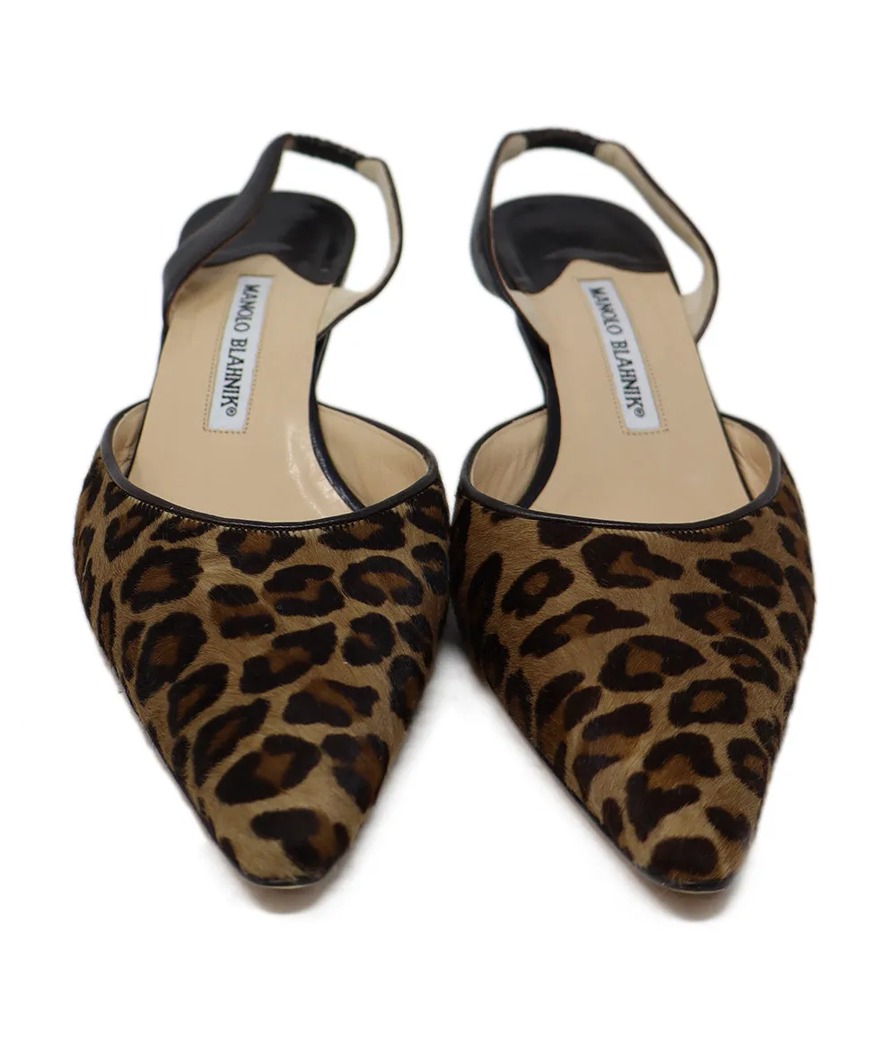 Manolo Blahnik Leopard Fur Slingbacks sz 9.5