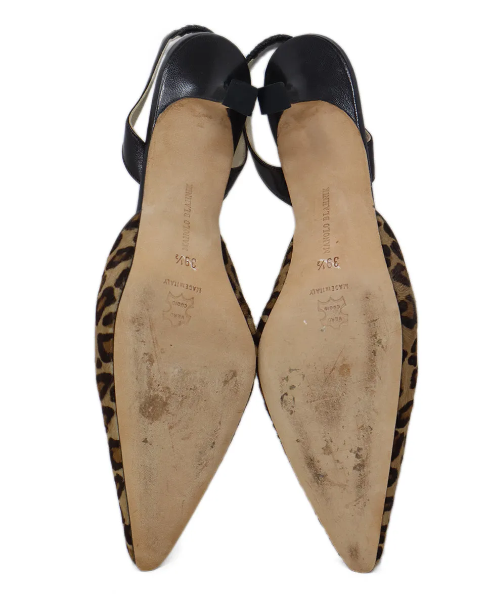 Manolo Blahnik Leopard Fur Slingbacks sz 9.5