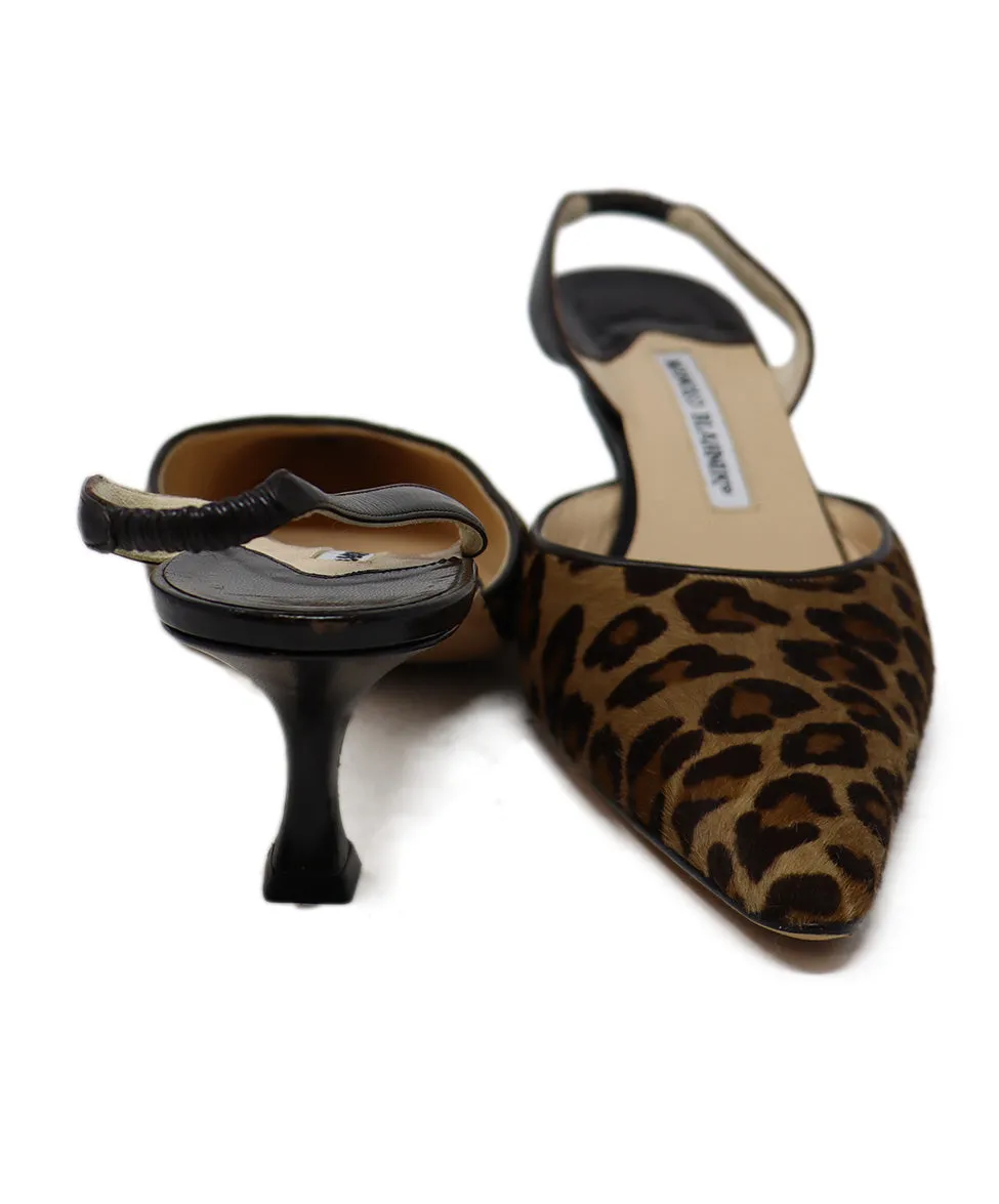 Manolo Blahnik Leopard Fur Slingbacks sz 9.5