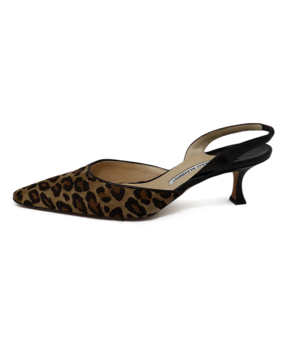 Manolo Blahnik Leopard Fur Slingbacks sz 9.5