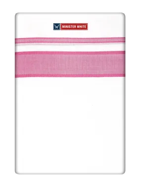 Mens Cotton White Double Layered Dhoti with Pink Fancy Kara- Empuran