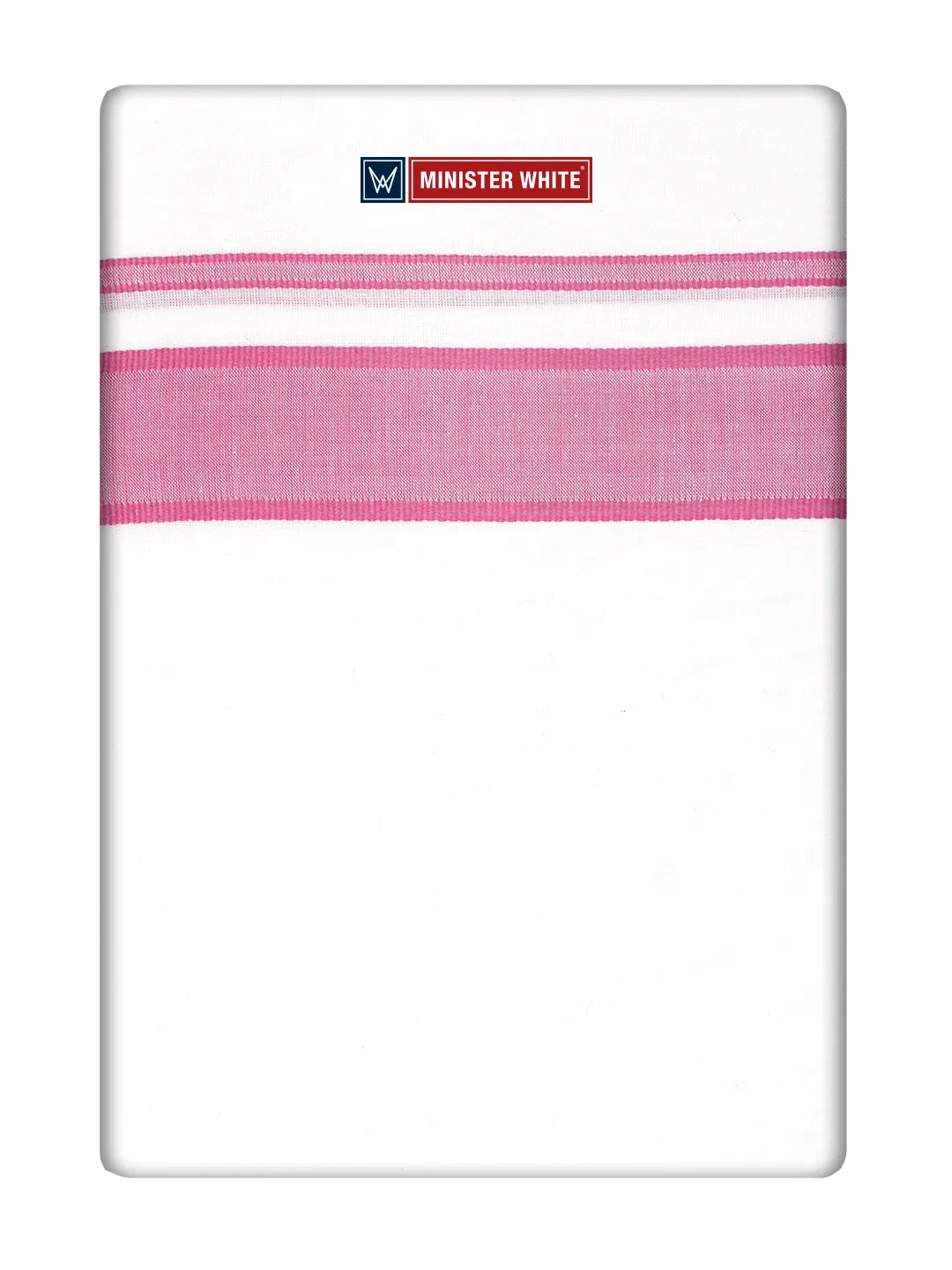 Mens Cotton White Double Layered Dhoti with Pink Fancy Kara- Empuran