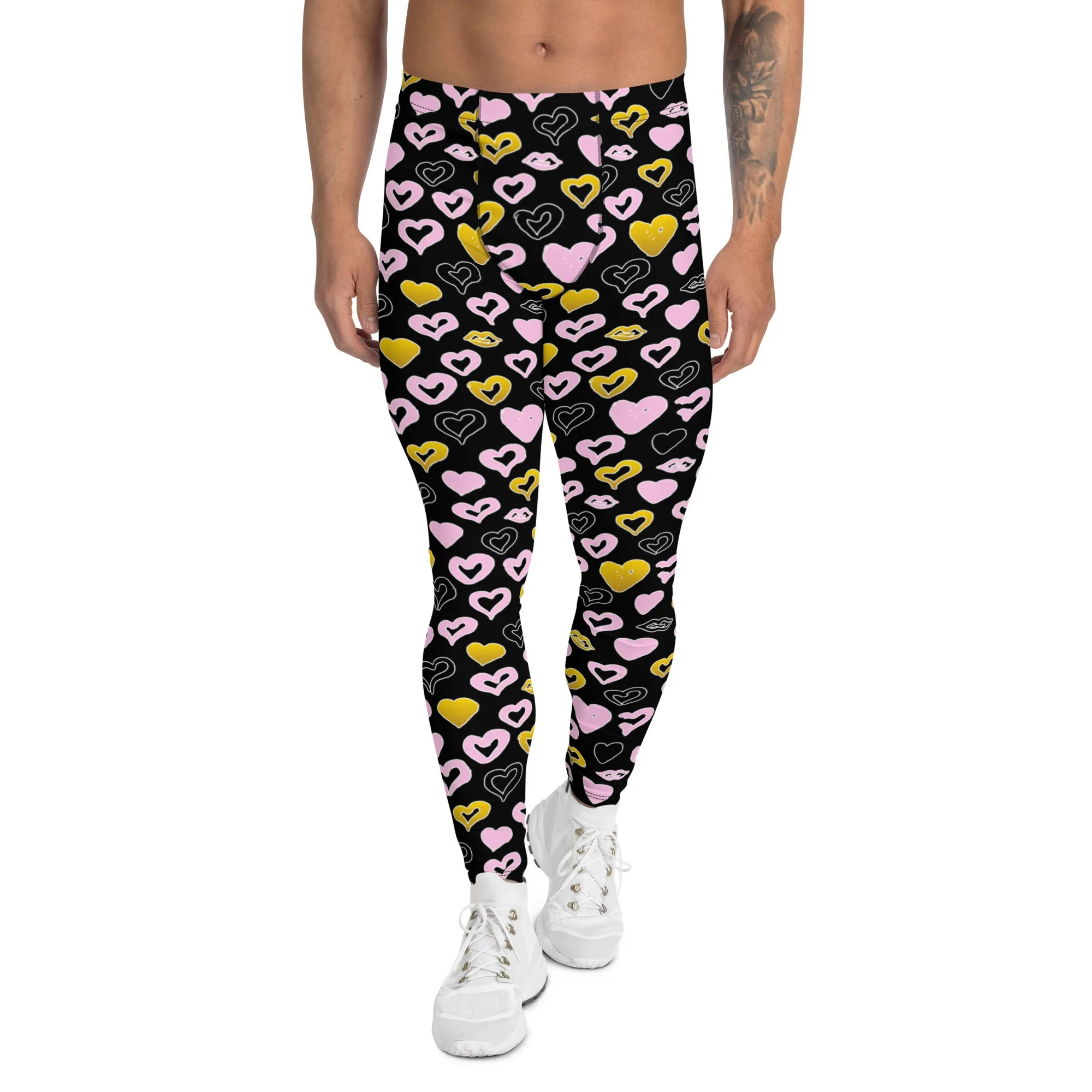 Men's Leggings, Hearts, Valentine's Day, Gift for Him