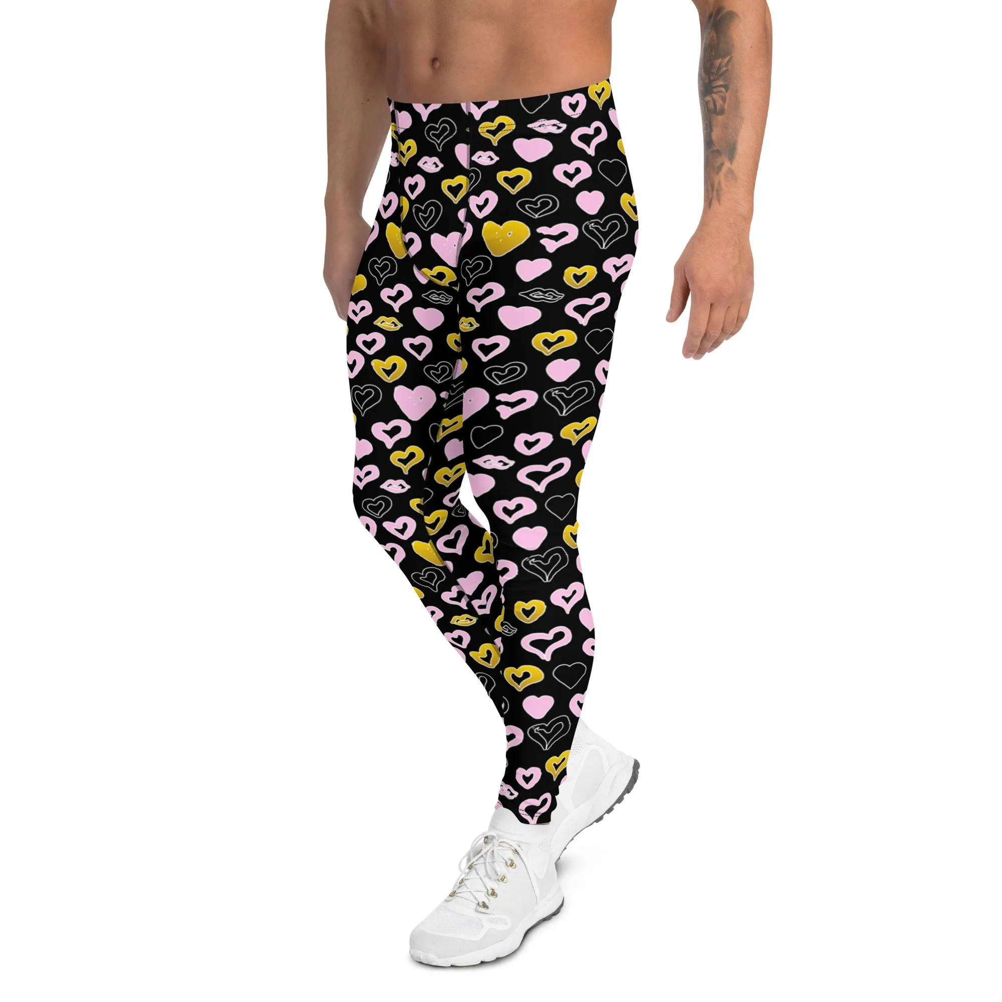 Men's Leggings, Hearts, Valentine's Day, Gift for Him