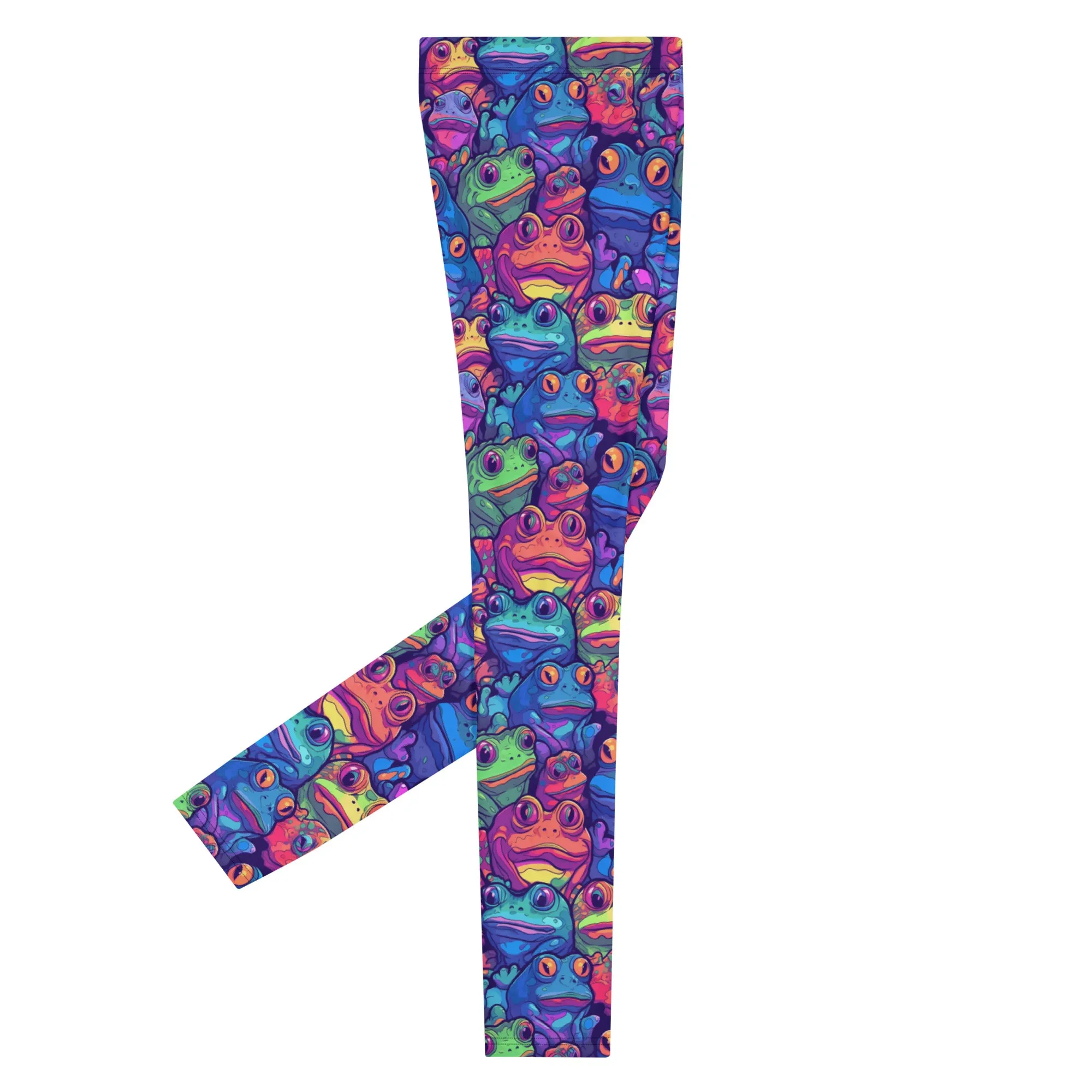 Men's Leggings, psychedelic frogs, Dance Leggings, Workout, Festival, Colorful, Gym Leggings, Mens Cycling, Printed Leggings, Yoga Pants