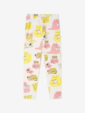 Mini Rodini Girls Organic Cotton Cat Leggings In White