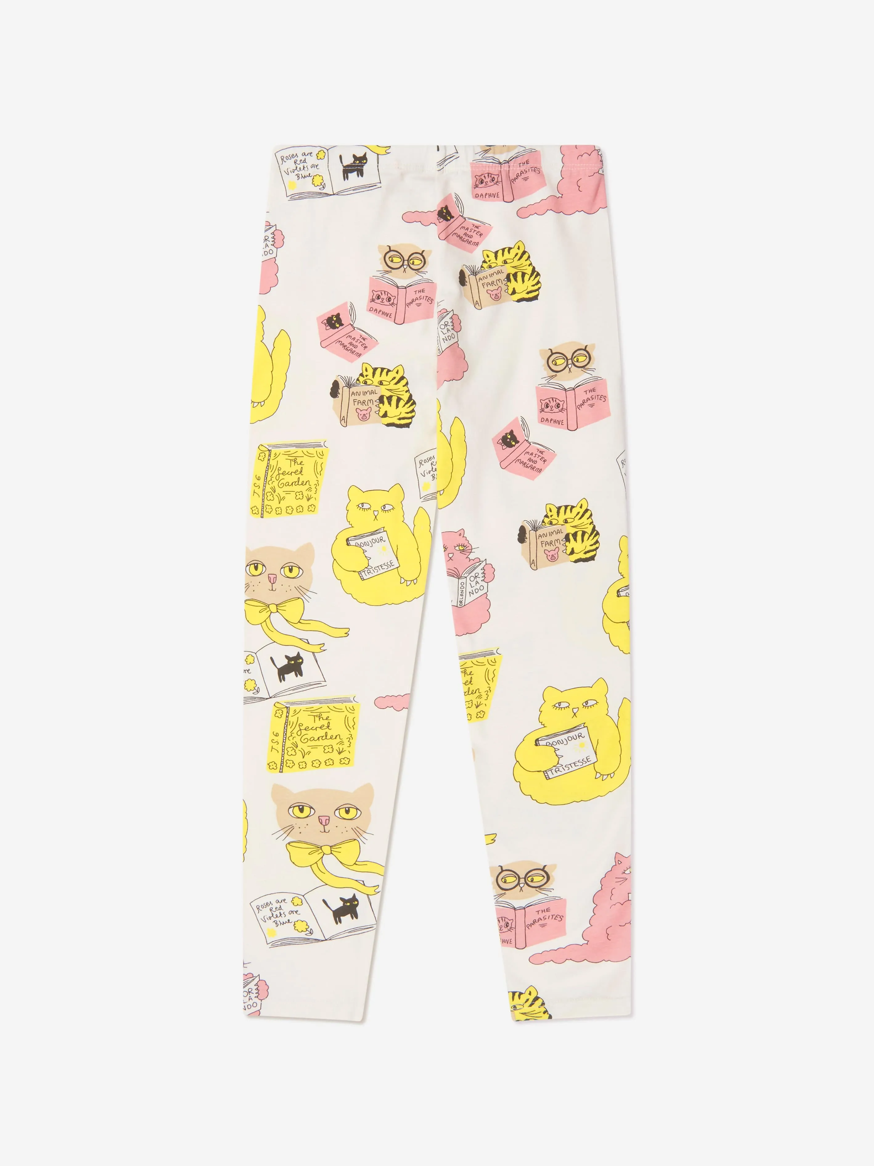 Mini Rodini Girls Organic Cotton Cat Leggings In White