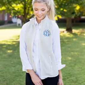 Monogram Embroidered Knit Fleece Vest for Women