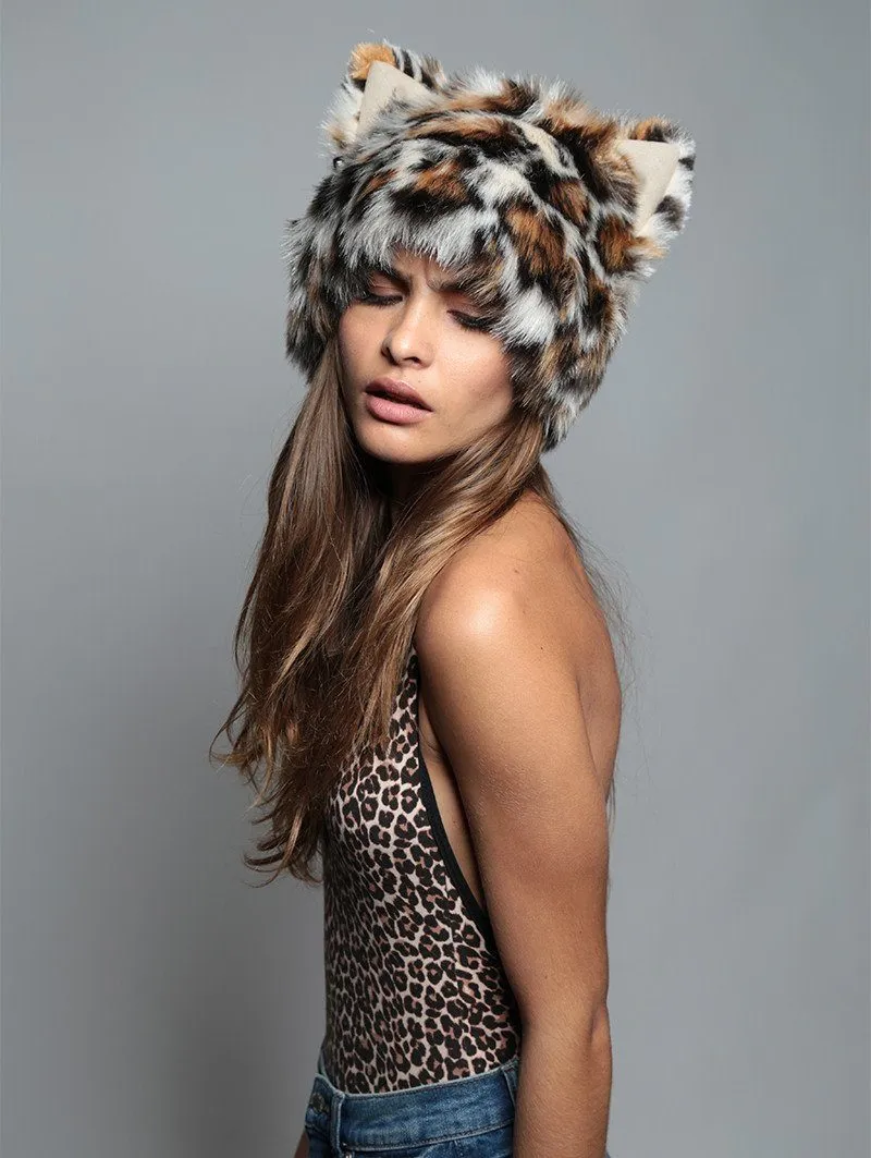 Mother Clouded Leopard Faux Fur Hood