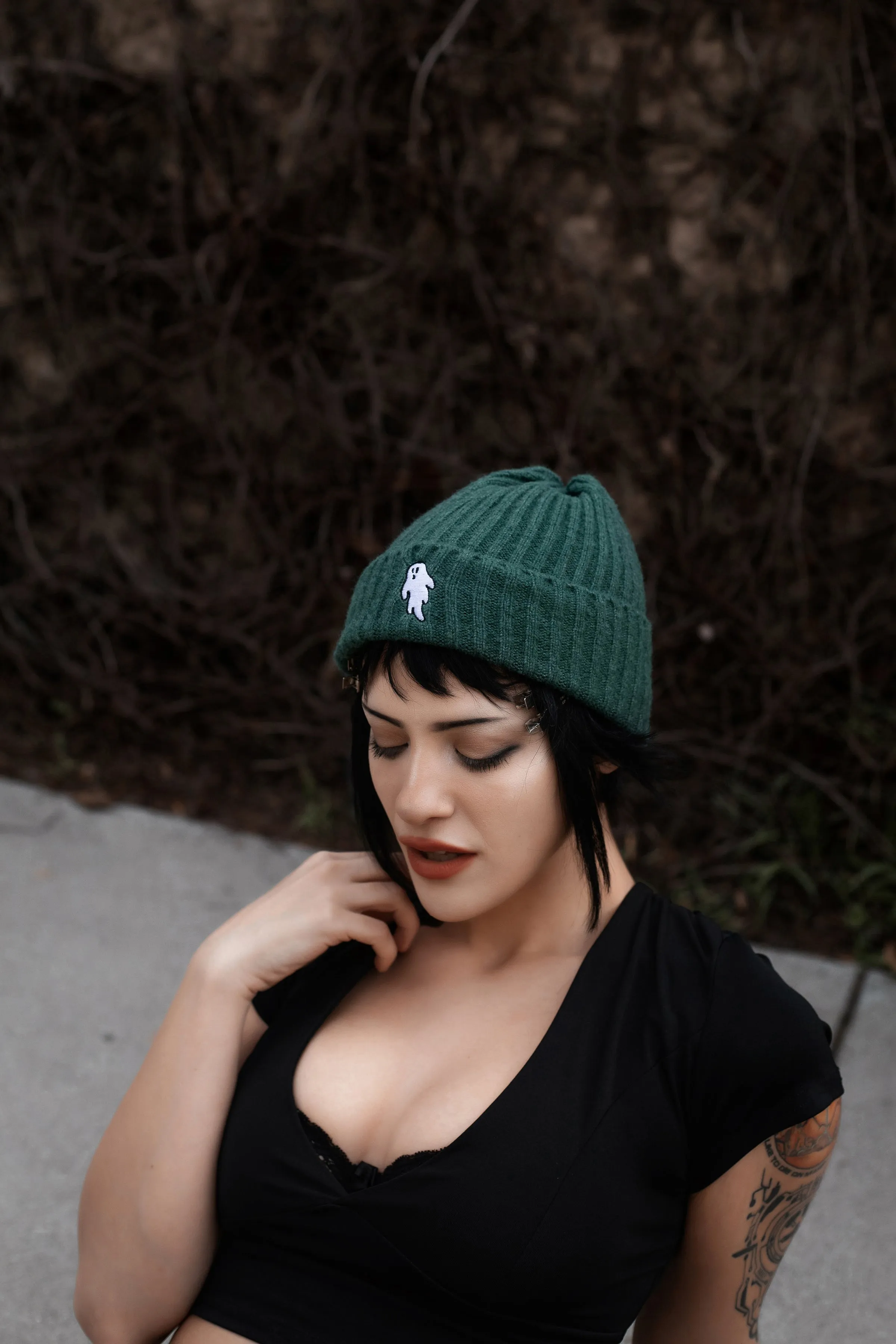 Myers Teal | Ghostie Embroidered & Reversible Knit Beanie