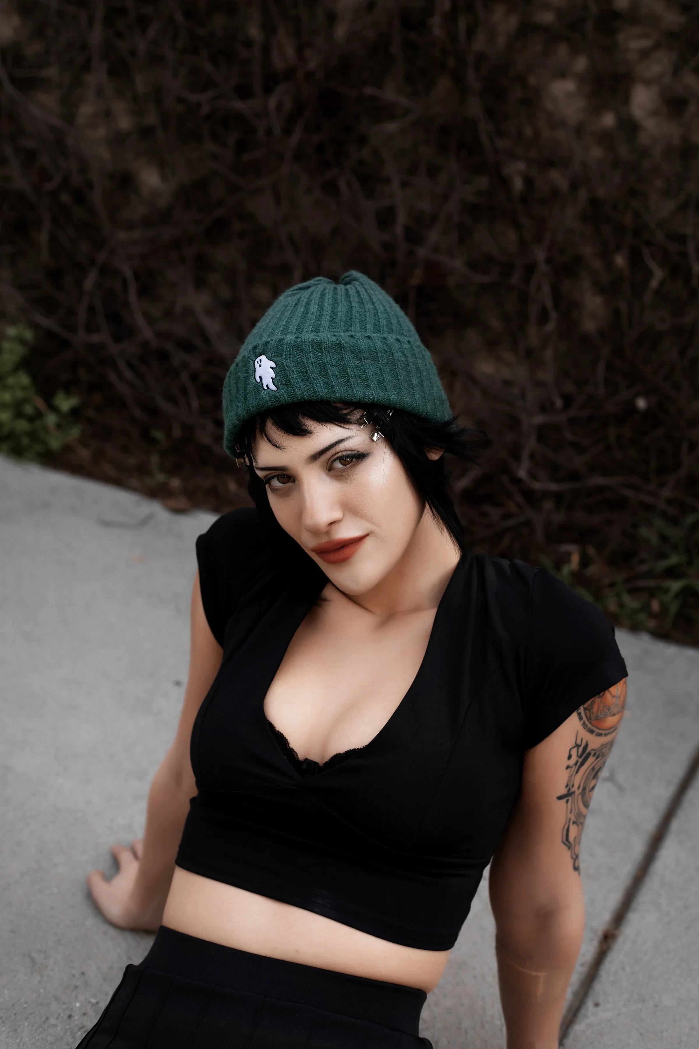 Myers Teal | Ghostie Embroidered & Reversible Knit Beanie