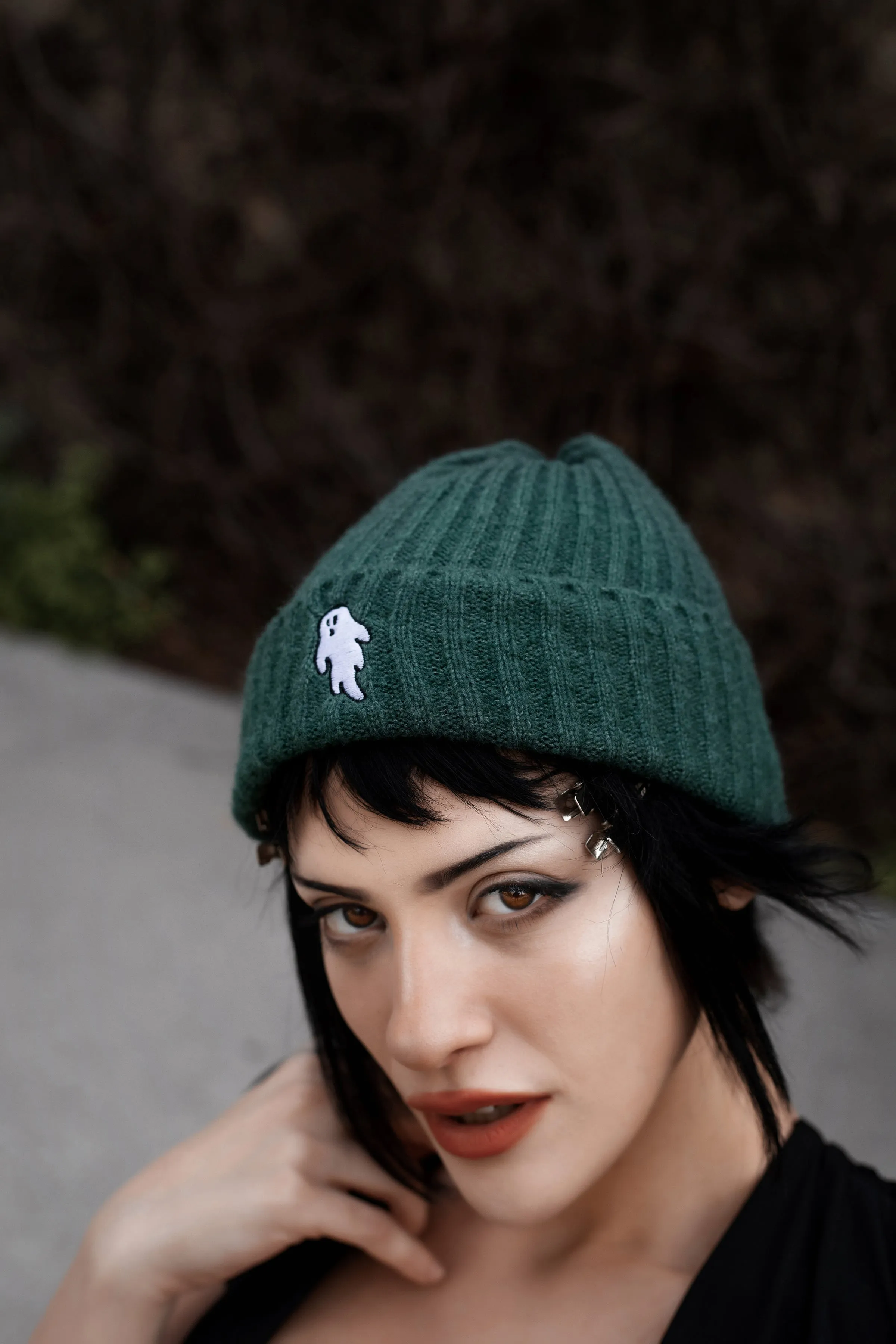 Myers Teal | Ghostie Embroidered & Reversible Knit Beanie