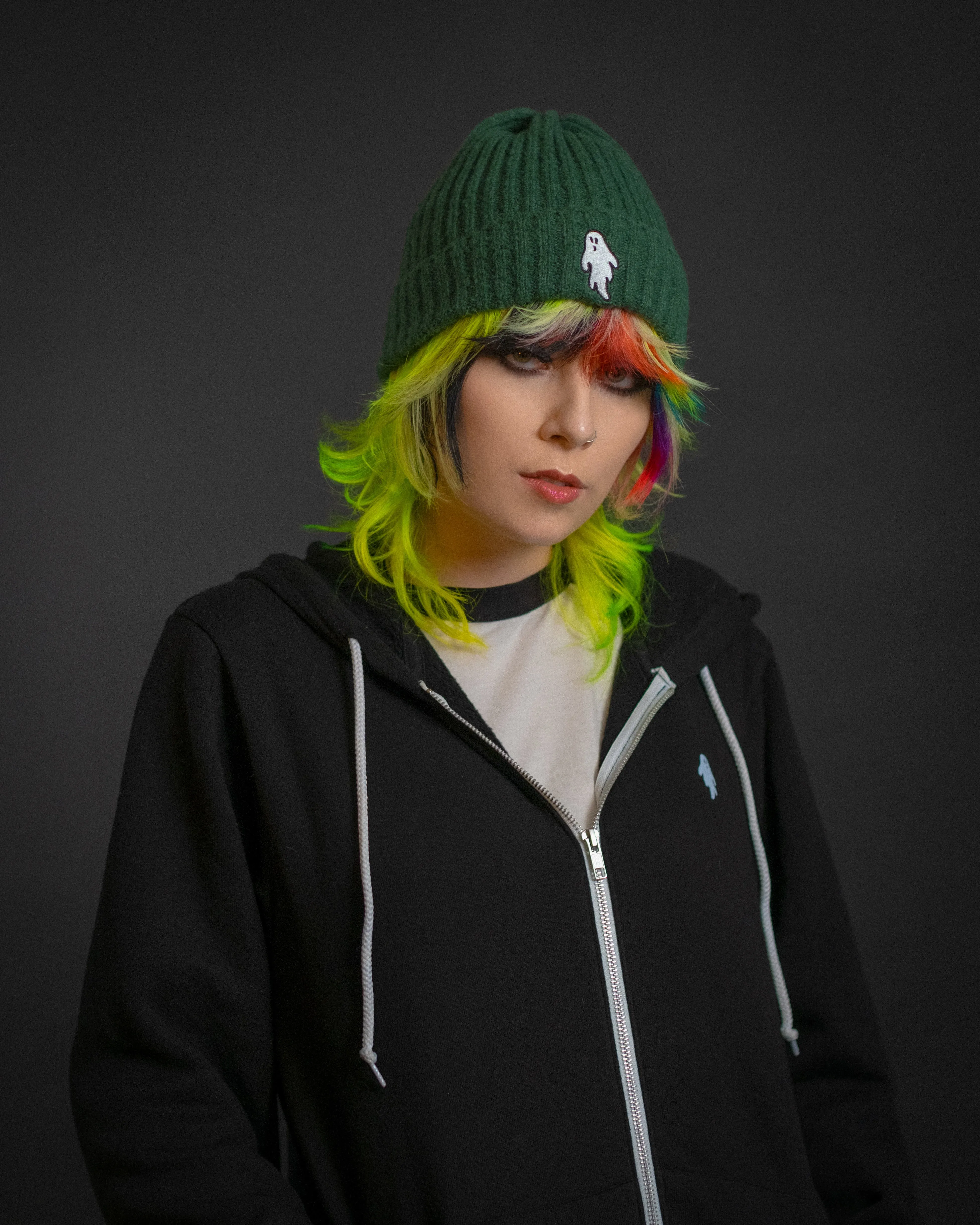 Myers Teal | Ghostie Embroidered & Reversible Knit Beanie