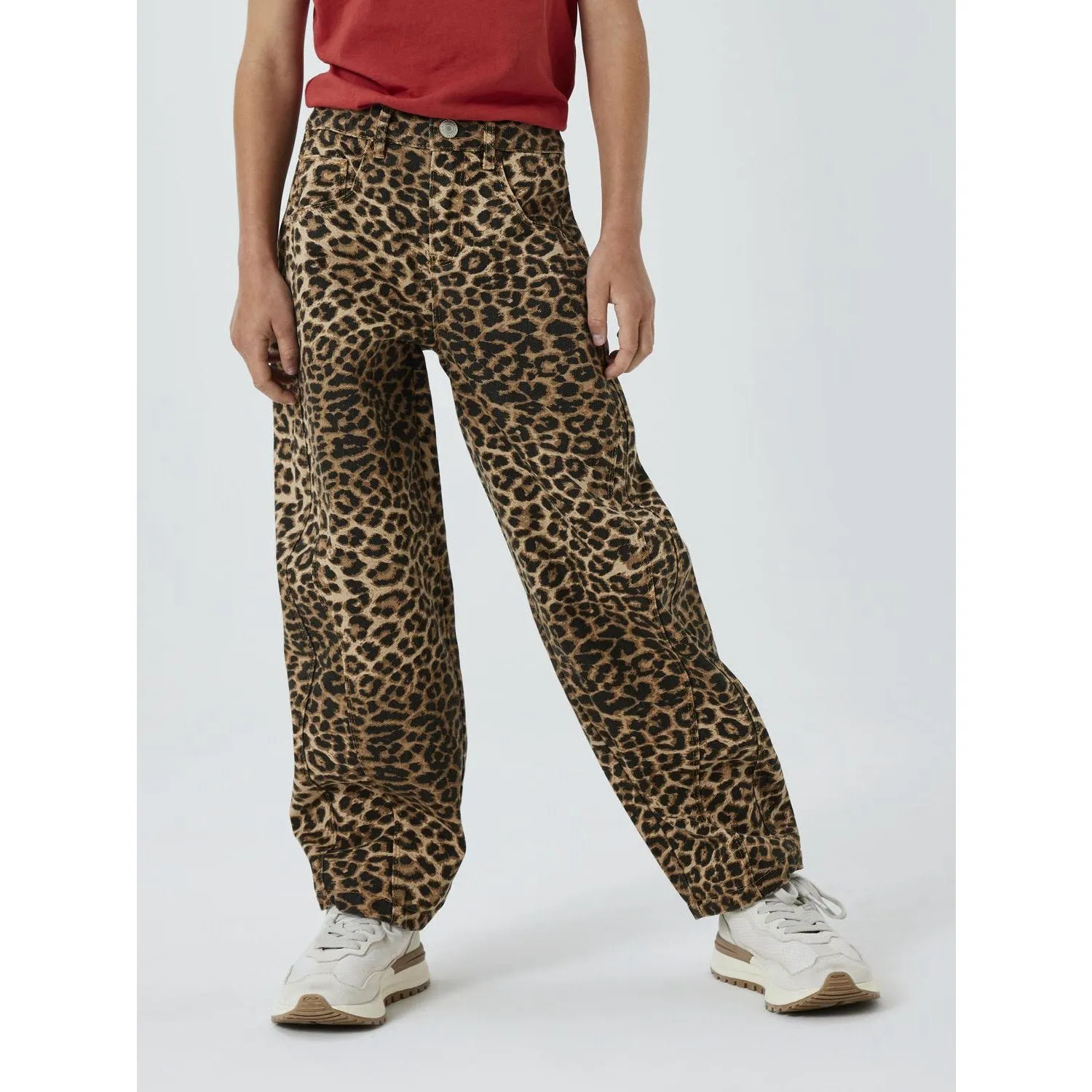 Name It Silver Mink Leopard Rose Ballon Twill Pants