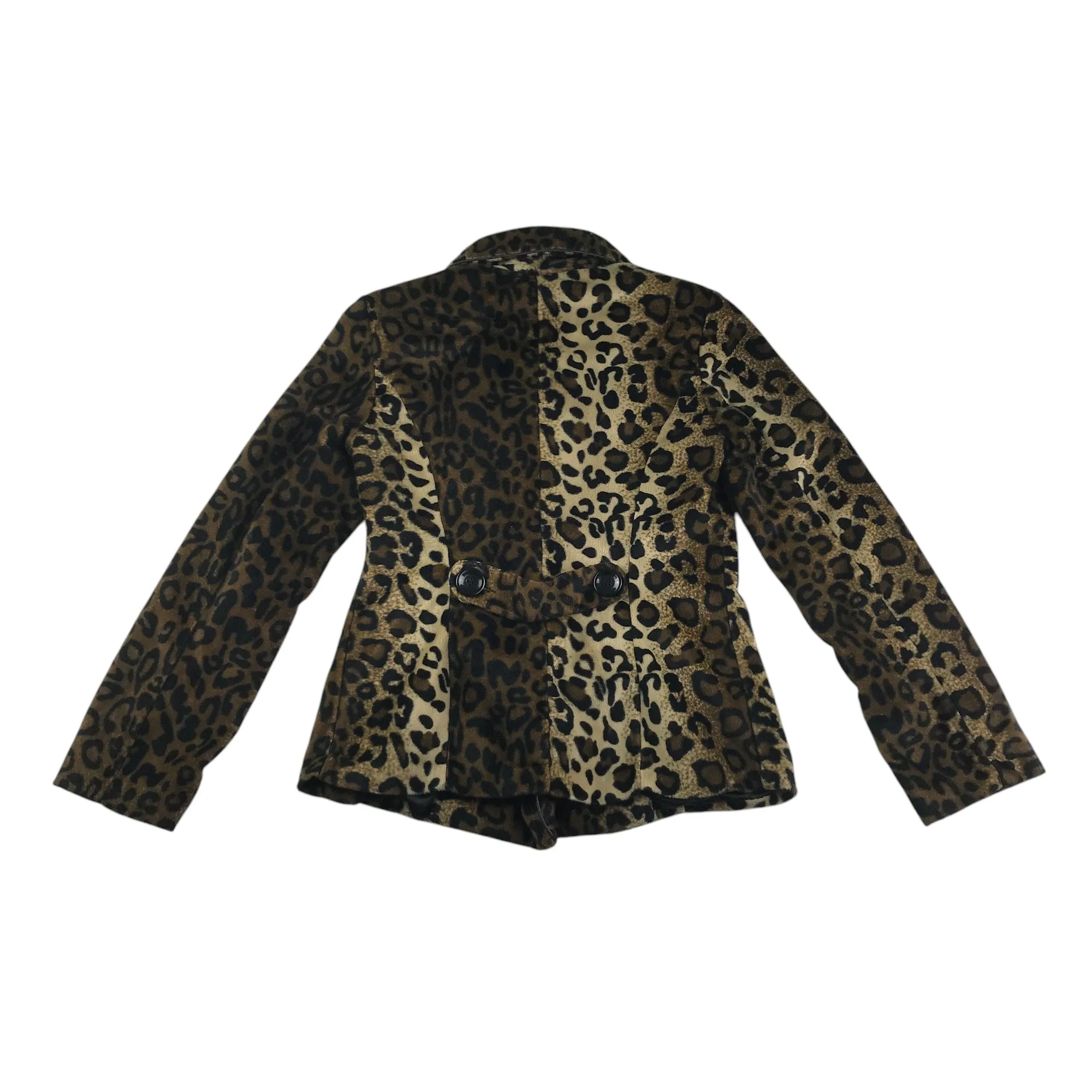 New Look jacket women size 10 brown and beige leopard spot pattern coat