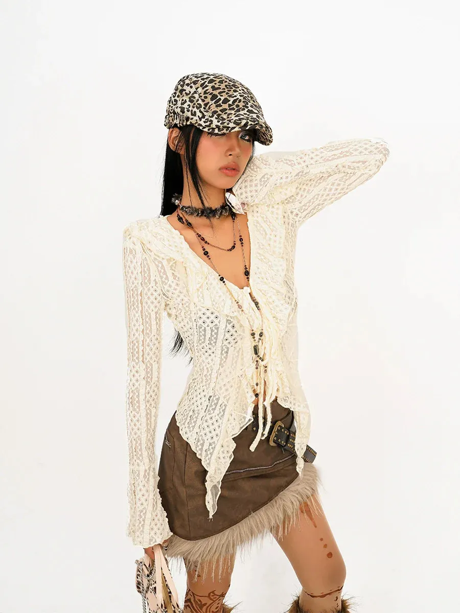 Nico Molly Boho Crochet Cardigan - Cream (Women's)