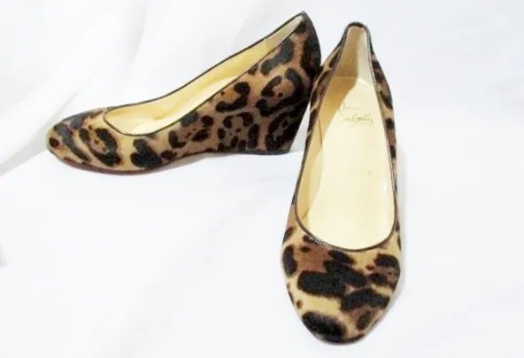 NWT NEW CHRISTIAN LOUBOUTIN PONY LEOPARD Wedge SHOE 36.5 / 6 Heel