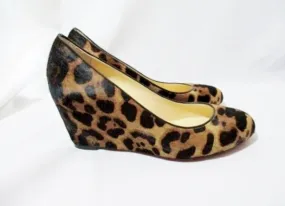 NWT NEW CHRISTIAN LOUBOUTIN PONY LEOPARD Wedge SHOE 36.5 / 6 Heel