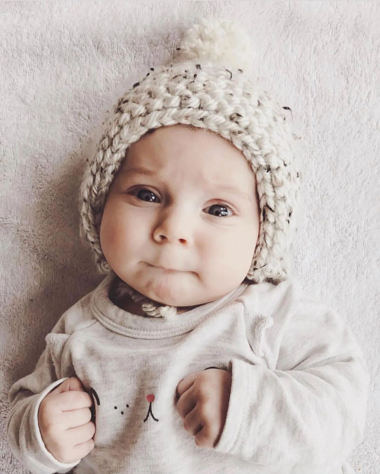 Oatmeal Knit Pom Bonnet