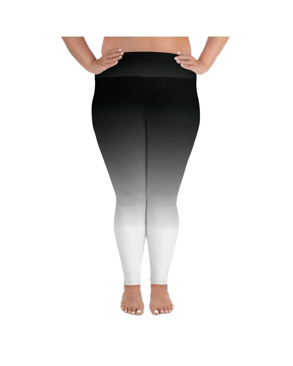 Ombre Black to White Plus Size Leggings