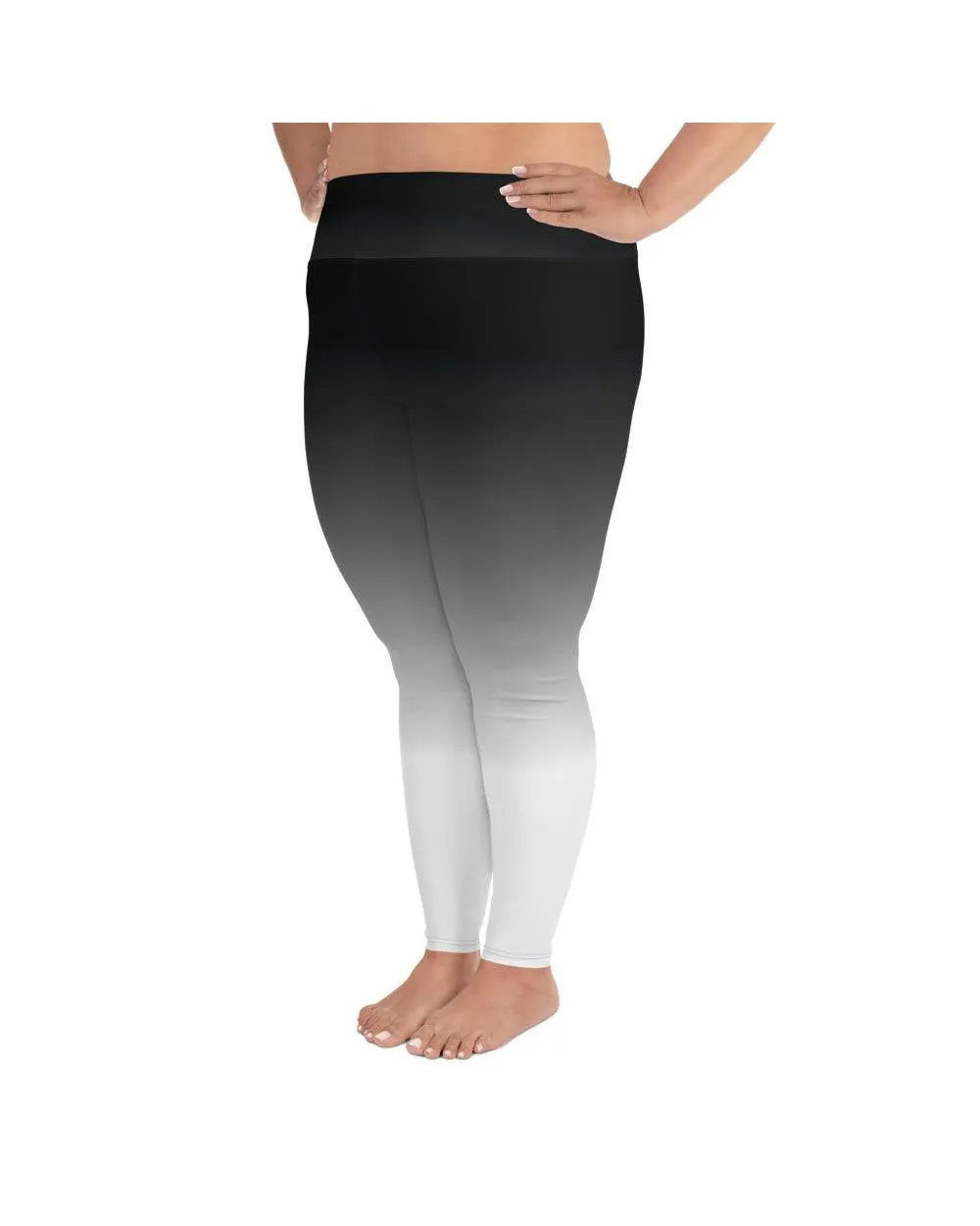 Ombre Black to White Plus Size Leggings