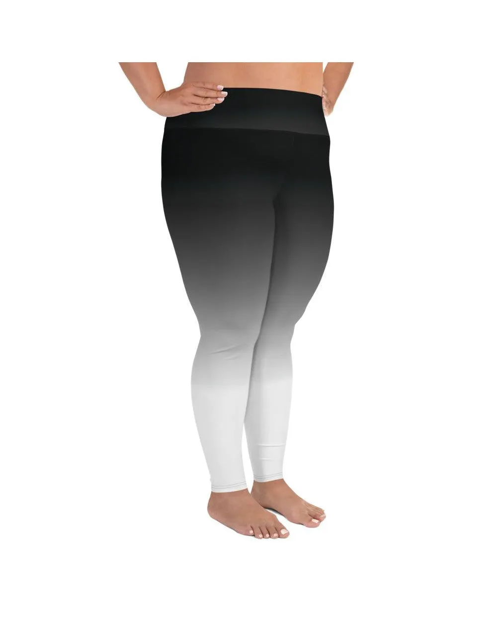 Ombre Black to White Plus Size Leggings