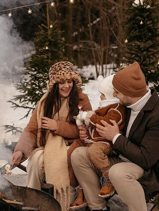 Oxford Chic Faux Fur Leopard Winter Bucket Hat