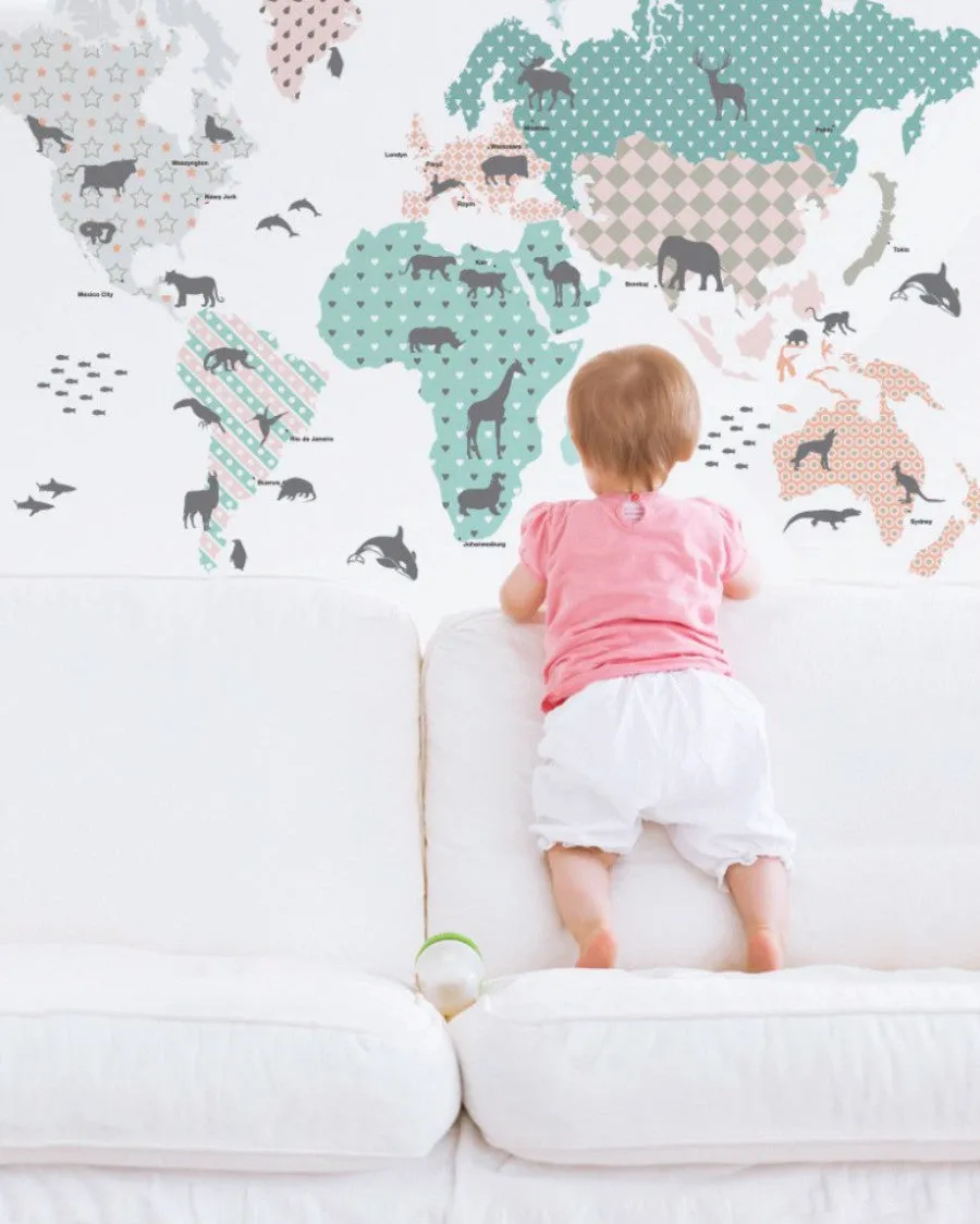 PASTEL MAP Wall Sticker SET